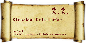 Kinszker Krisztofer névjegykártya
